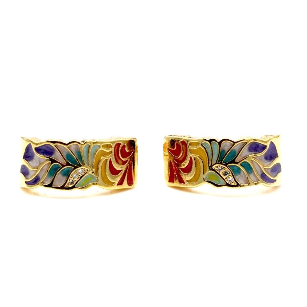 Sterling silver 925 earrings with blue acrylic accents and gold tones. - Picture 5 of 7
